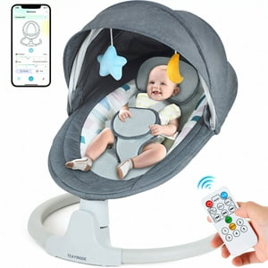 TEAYINGDE Baby Swing for Infants - APP Remote Bluetooth Control, 5 Speed Settings, 10 Lullabies, USB Plug (Blue) Visit the TEAYINGDE Store