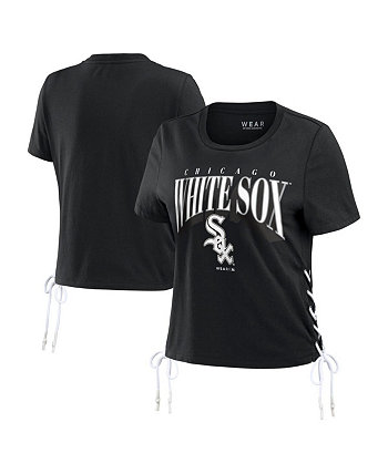 Женская черная укороченная футболка Chicago White Sox со шнуровкой по бокам WEAR by Erin Andrews
