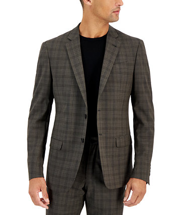 Armani Exchange Мужской облегающий черный шерстяной пиджак с оконным стеклом Armani