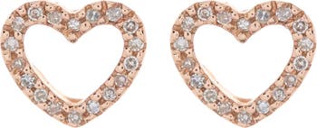 Серьги-гвоздики в форме сердца из розового золота 14 карат с бриллиантами - 0,10 карата Ron Hami