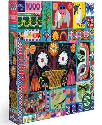 Piece And Love Dutch Quilt Sampler Набор квадратных пазлов для взрослых, 1000 деталей, возраст от 14 лет и старше EeBoo