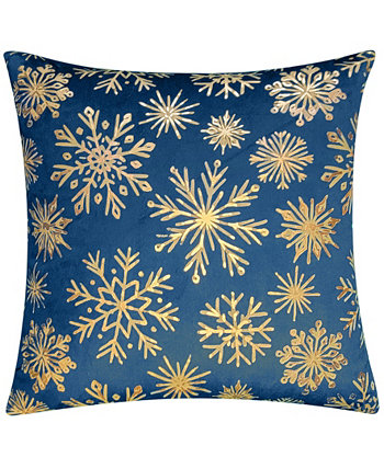 Праздничная декоративная подушка с бархатным принтом из фольги «Снежинки», 18 x 18 дюймов Edie@Home