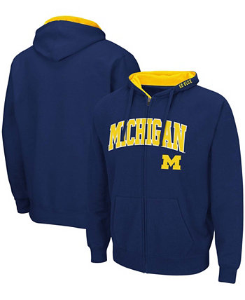 Мужская темно-синяя толстовка с капюшоном Michigan Wolverines Arch Logo 3.0 с молнией во всю длину Colosseum