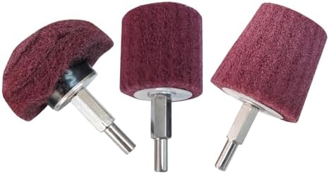 3Pc Mounted Non-Woven Polishing Buffing Wheel for Drill, Kit with Each 1Pc 1/4 Inch Shank Mushroom, Goblet and Cylinder Shaped Polishing Wheel, for Metal Satining, Deburring, Rust and Paint Cleaning Generic