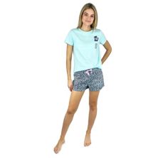 Женский хлопковый пижамный топ с короткими рукавами и пижамные шорты-боксеры Peace, Love & Dreams Sleep Set Peace, Love & Dreams