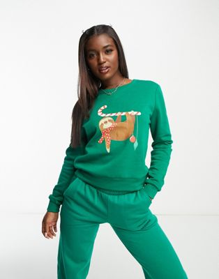 Только ленивый рождественский свитер зеленого цвета ONLY