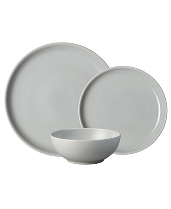 Набор посуды Soft Grey Intro Coupe из 12 предметов, сервиз для 4 человек Denby