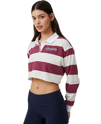 Женская укороченная футболка с рисунком в стиле регби с длинными рукавами COTTON ON