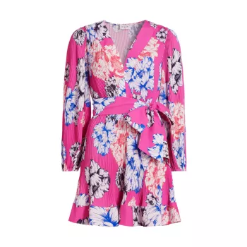 Liv Petals In Bloom Pleated Minidress MILLY
