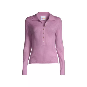 Adela Rib-knit Long-Sleeve Sweater Crush Cashmere