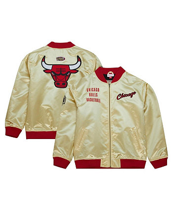 Мужская золотистая атласная куртка с молнией во всю длину и логотипом Chicago Bulls Team OG 2.0 золотистого цвета Mitchell & Ness