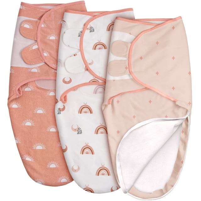 Gllquen Baby 3-Pack Swaddles with Zipper 0-3 Months Newborn Swaddle Sack, Wearable Blankets Wrap for Baby Girls Boys, Sunrise GLLQUEN BABY