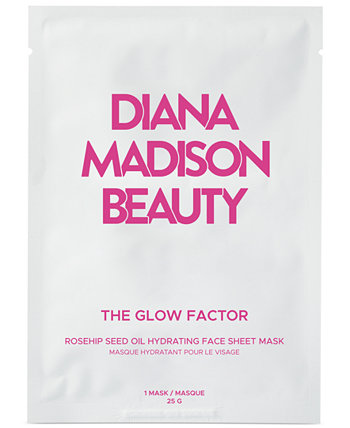 Увлажняющая тканевая маска для лица с маслом семян шиповника Glow Factor Diana Madison Beauty