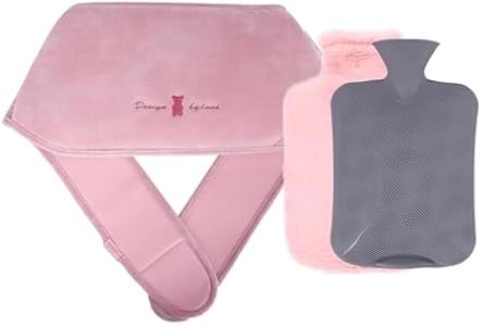 Hot Water Bag Hot Water Bottle with Soft Waist Cover Rubber Warm Water Bag Detachable Hot Water Bag for Neck and Shoulder Back Hand Legs Waist Warm Grey JUZYNOER