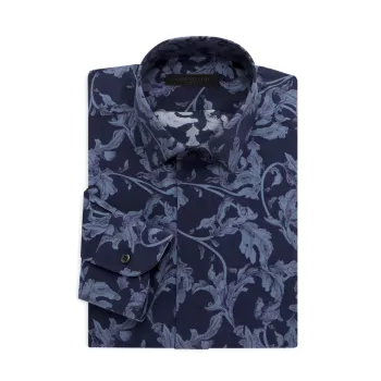 Абстрактная шелковая классическая рубашка Corneliani