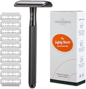 Single Blade Razor with 10 Double Edge Safety Razor Blades Refill, Metal Razor for Men Women, Zero Waste Reusable Eco-Friendly Razor for Close Smooth Shave - Gold The Grooming Society