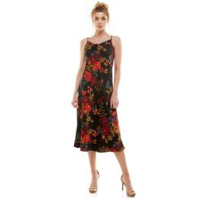 Женское атласное платье-комбинация миди Luxology с цветочным принтом Luxology