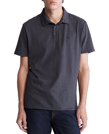 Мужская футболка-поло в полоску с монограммой и логотипом Calvin Klein