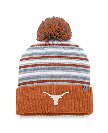 Мужская вязаная шапка с манжетами и помпоном Texas Longhorns Burnt Orange Top of the World