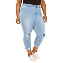 Tia Женские облегающие рваные джинсы-бойфренды большого размера с пышной посадкой и высокой посадкой Poetic Justice