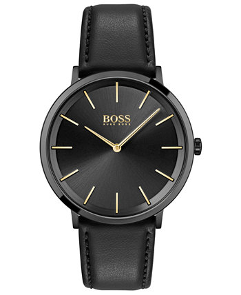 Мужские наручные часы Skyliner с черным кожаным ремешком 40 мм HUGO BOSS