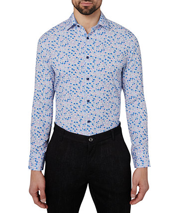 Men's Slim-Fit Performance Stretch Cooling Comfort Floral-Print Dress Shirt, Created for Macy's CONSTRUCT