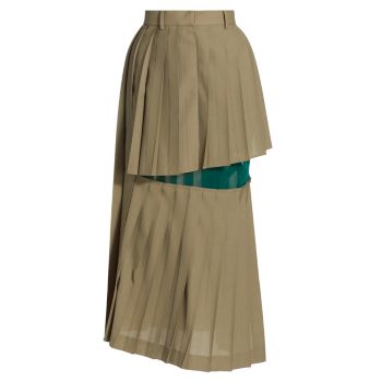 Асимметричная юбка-миди со складками Sacai