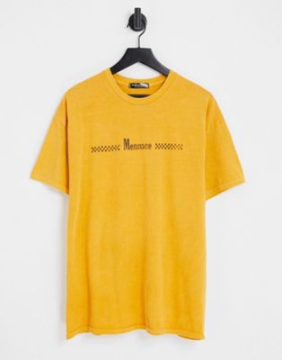 Темно-желтая футболка оверсайз Mennace с принтом Lucky Lanes Mennace