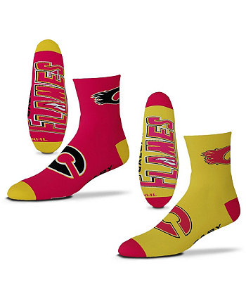 Мужские носки Calgary Flames 2-Pack Team до четверти длины For Bare Feet