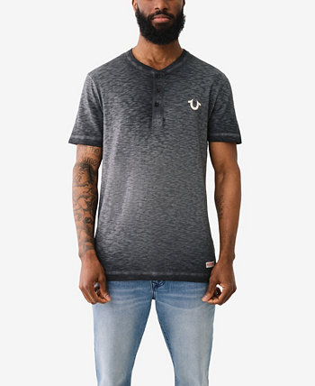 Men's Short Sleeve Dyed Embro Henley Shirt True Religion