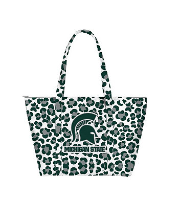 Женская большая сумка Michigan State Spartans с леопардовым принтом Weekender Indigo Falls