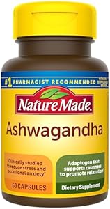 Nature Made Ashwagandha Capsules (Капсулы) 125mg for Stress Support, 60 Capsules, 60 Day Supply Nature Made