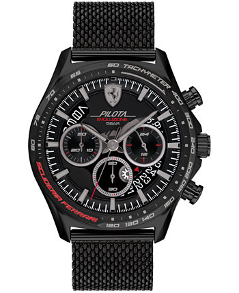 Мужские часы с хронографом Pilota Evo в черном цвете из нержавеющей стали с сетчатым браслетом, 44 мм Ferrari