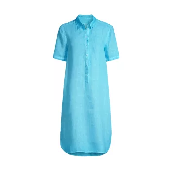 Льняное платье-рубашка миди 120% Lino
