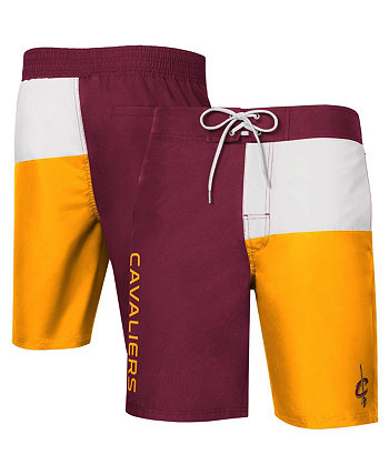 Мужские бордовые и золотистые плавки Cleveland Cavaliers Breeze с цветными блоками G-III Sports by Carl Banks
