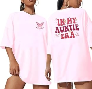 Aunt Shirt for Women Loose Oversized Auntie Letter Print Cute Graphic Tees Gift Aunts Casual Short Sleeve Tops T-Shirt QICAISH