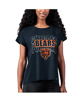Женская темно-синяя футболка с разрезом сзади Chicago Bears Abigail MSX by Michael Strahan