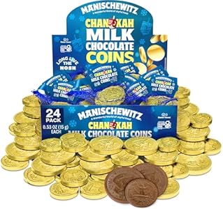 Manischewitz Milk Chocolate Gold Coins, Hanukkah Gelt (24 Mesh Bags) Individually Wrapped Chanukah Coins | Gluten Free | Kosher (Cholov Yisroel) | Holiday Coins | Assorted Sizes Manischewitz