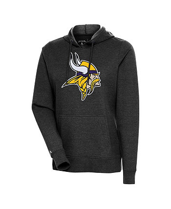 Women's Heather Black Minnesota Vikings Action Pullover Hoodie Antigua