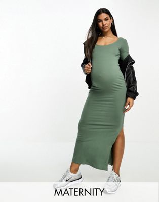 Облегающее платье миди с разрезами по бокам Vero Moda Maternity для беременных цвета хаки Vero Moda Maternity