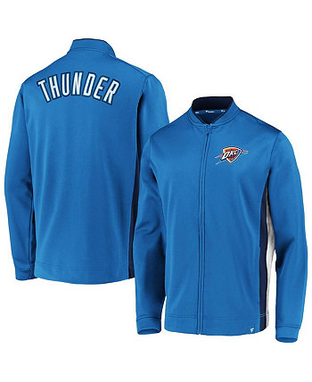 Мужская фирменная синяя куртка Oklahoma City Thunder Exclusive с воротником-стойкой и молнией во всю длину Fanatics