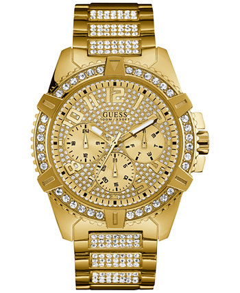 Мужские часы с браслетом из нержавеющей стали с кристаллами золота 46 мм GUESS