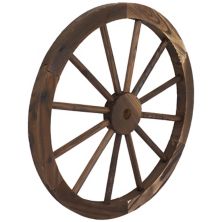 Outdoor Fir Wood Wagon Wheel - Burnt Finish Sunnydaze Decor