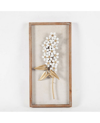 Настенная табличка с букетом белых и золотых цветов из 2 предметов Luxen Home