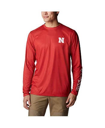 Мужская футболка Scarlet Nebraska Huskers Terminal Shot Omni-Shade Omni-Wick с длинным рукавом Columbia