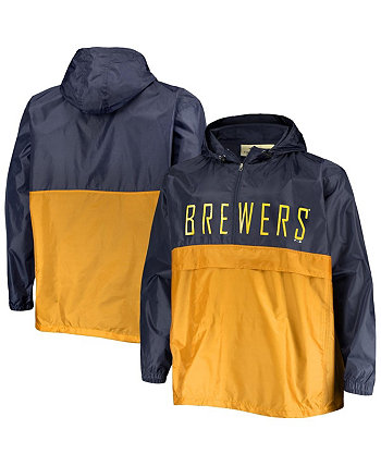 Мужская темно-синяя, золотая куртка-анорак Milwaukee Brewers Big and Tall с разрезом и молнией до половины Profile