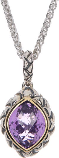 Ожерелье с подвеской из стерлингового серебра и желтого золота 18 карат с аметистом Effy