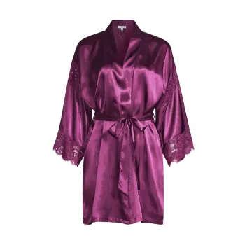 Geneva Lace Sating Wrap Robe In Bloom by Jonquil
