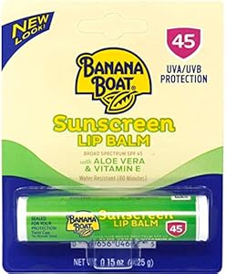 Banana Boat Aloe Vera with Vitamin E Sunscreen Lip Balm SPF 45 - .15 oz, Pack of 6 BANANA BOAT