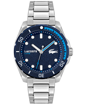 Мужские часы Finn кварцевые серебристые с браслетом из нержавеющей стали 44 мм Lacoste
